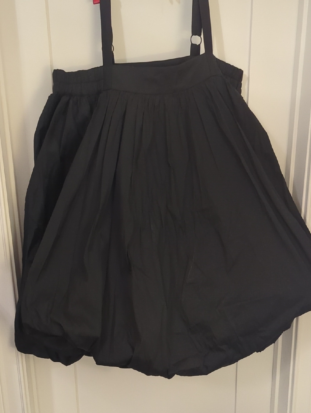 Black Mini Bubble-Hem Dress with Adjustable Straps